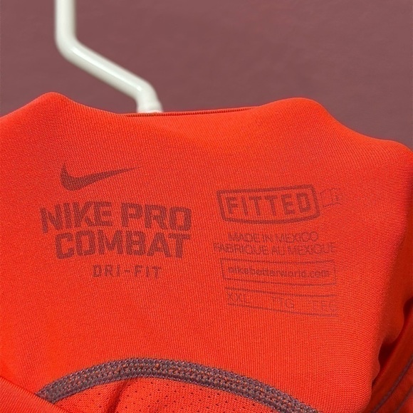 Nike Pro Combat Men’s Orange/Gray Sport Shirt Size XXL - Picture 4 of 6